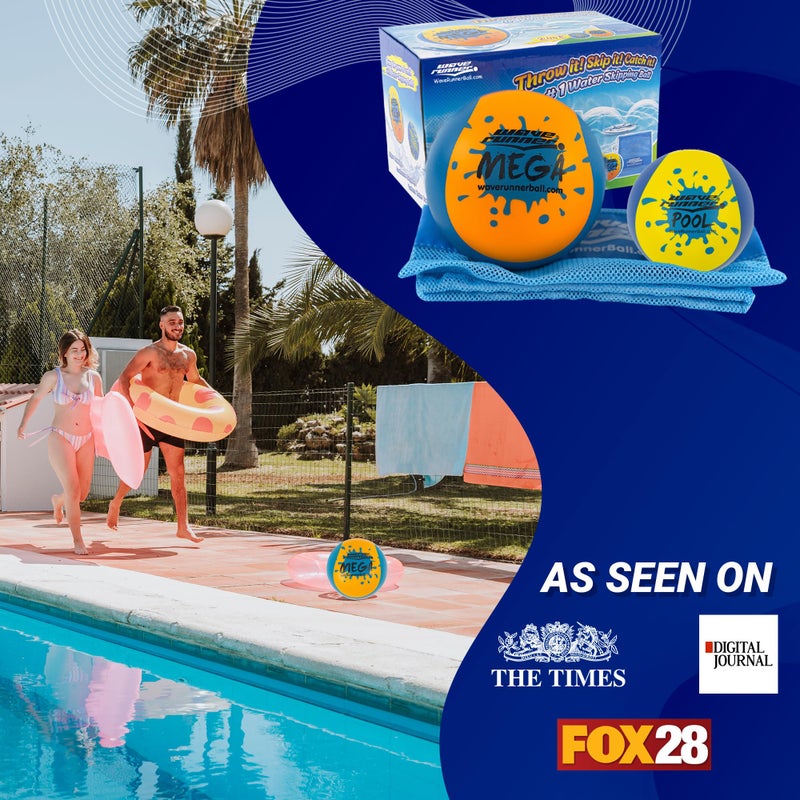 Wave Runner Soft Foam Water Skipping Ball | 2-Pack Bundle | Speed Duo Set Includes Two Water Bouncing Balls Mega Ball & Grip Ball | Great Summer Toy for Beach Swimming Pool River Lake (2 Large Balls) - Image 4