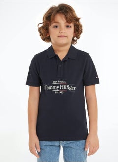 TOMMY HILFIGER Boys' Icon Regular Polo - Cotton, Blue  - Image 1