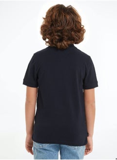 TOMMY HILFIGER Boys' Icon Regular Polo - Cotton, Blue  - Image 3