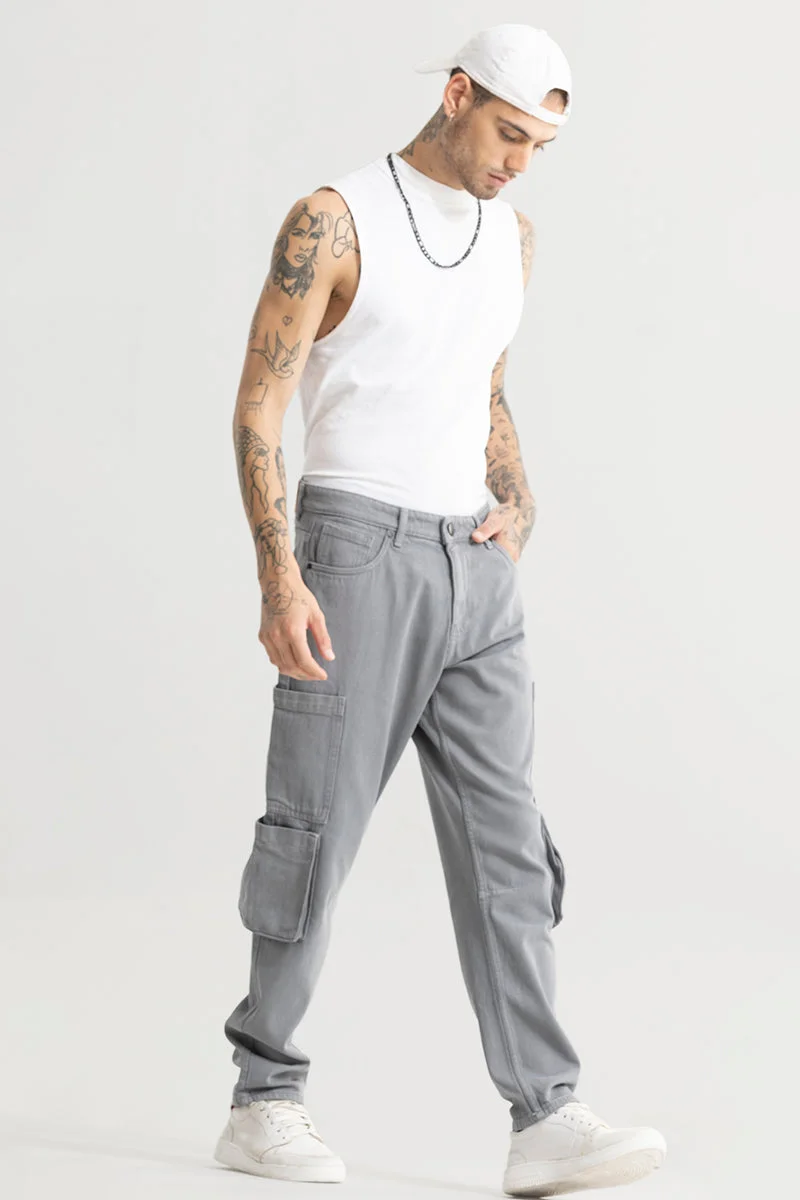 SNITCH Void Grey Baggy Fit Jeans