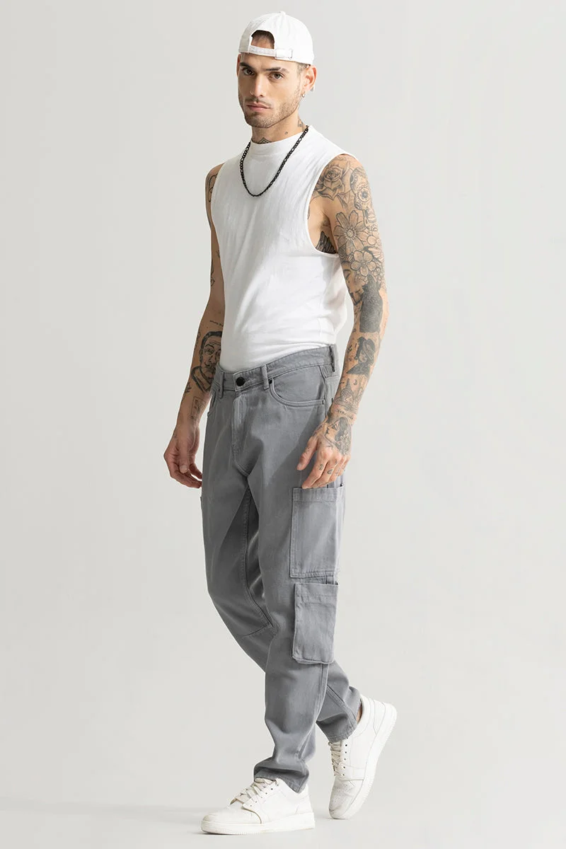 Snitch Grey Void Grey Baggy Fit Jeans for Men | Best Price UAE