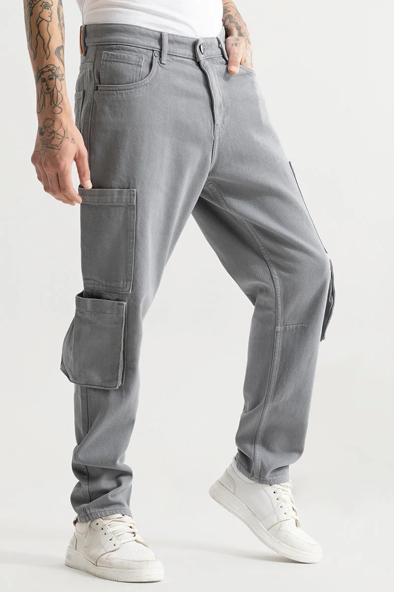 SNITCH Void Grey Baggy Fit Jeans