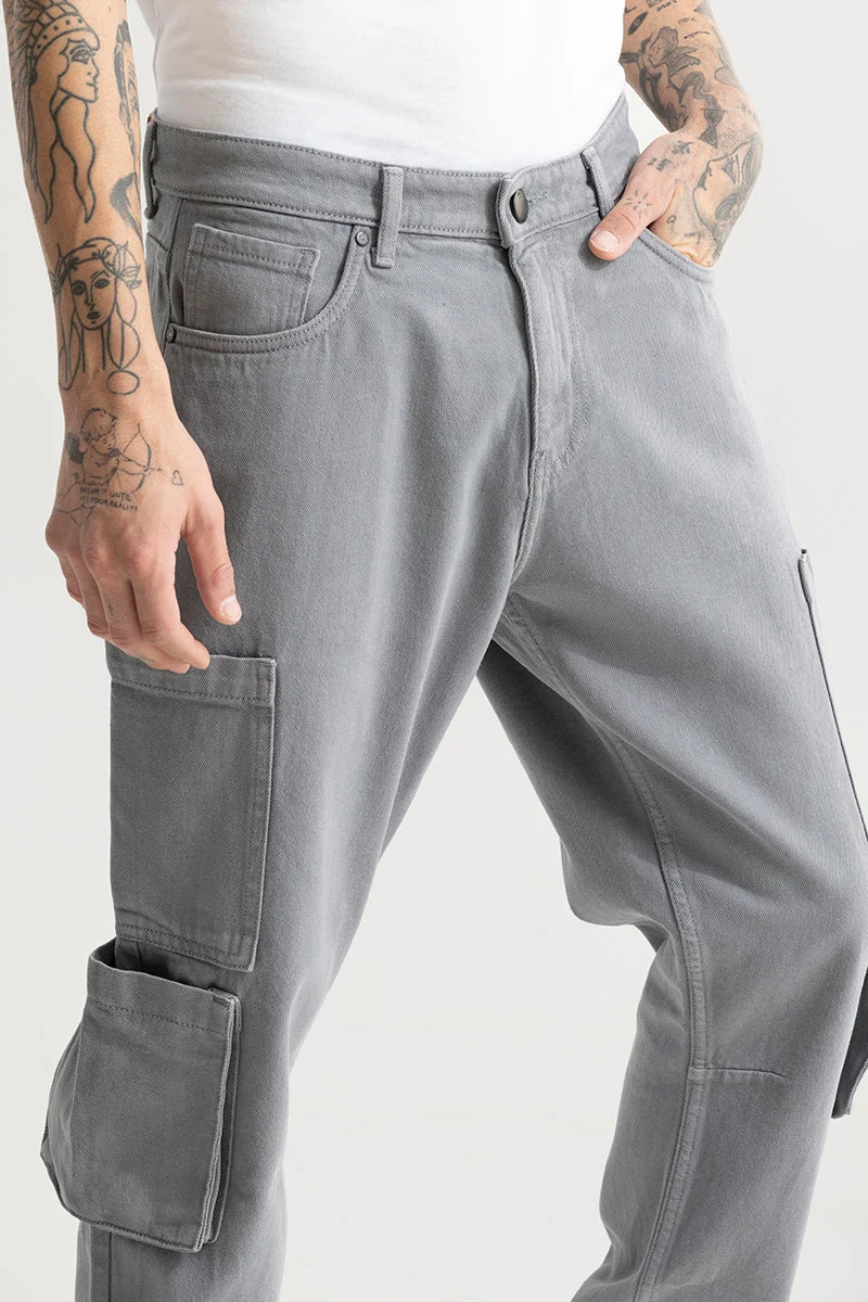 Snitch Grey Void Grey Baggy Fit Jeans for Men | Best Price UAE