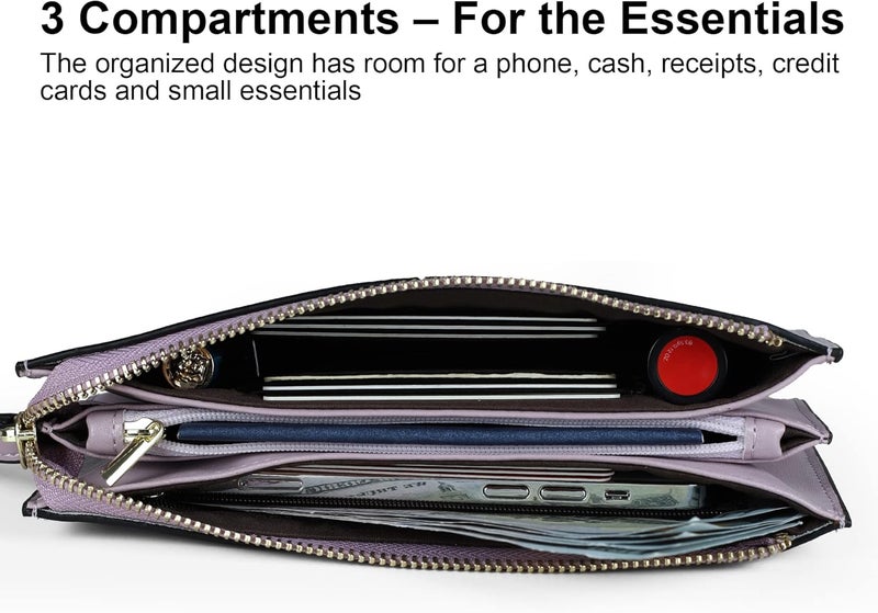 befen Genuine Leather Wristlet Clutch for Women Ultra-Slim Ladies Credit Card Holder Wallet Purses with RFID Protection - Image 3