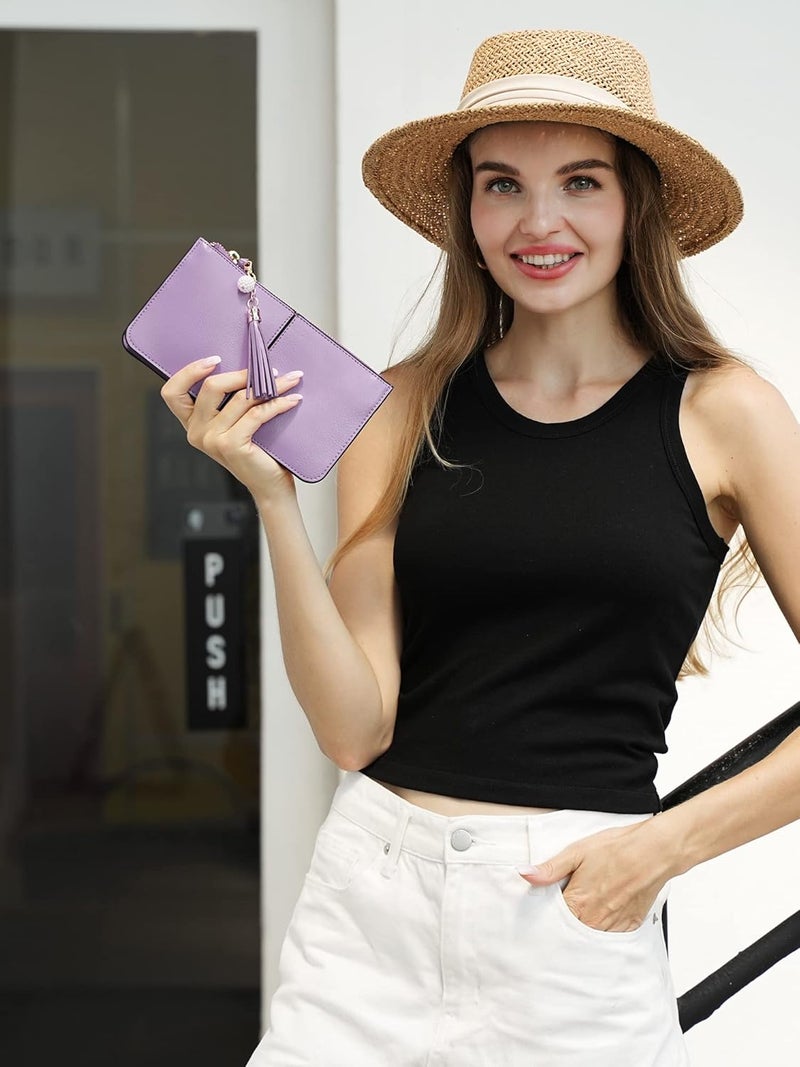 befen Genuine Leather Wristlet Clutch for Women Ultra-Slim Ladies Credit Card Holder Wallet Purses with RFID Protection - Image 2