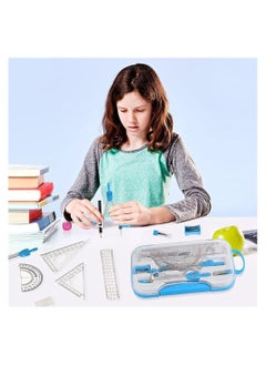 Y&D Geometry Kit 10 Piece Math Tool Compass Protractor Pencil Eraser Sharpener Square Triangle Ruler Lead  - Image 2