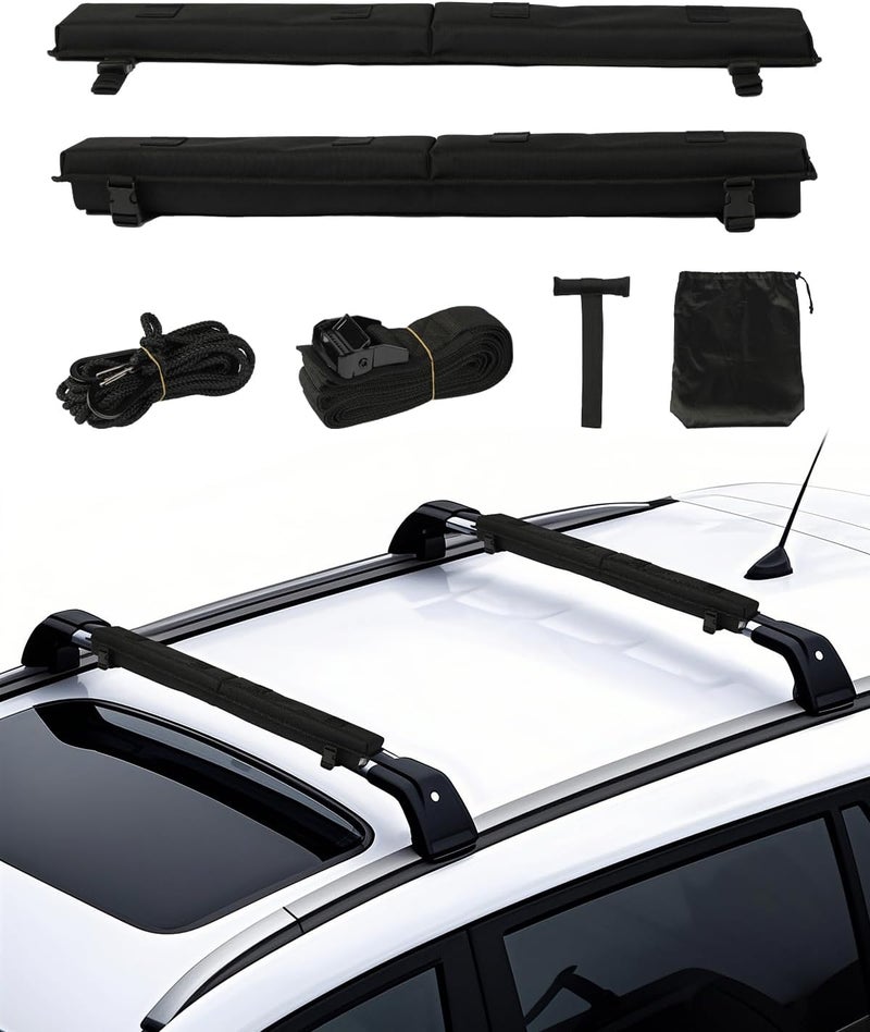 VEVOR Soft Roof Rack Pads, 30" Universal Car Roof Rack Pad for Various Crossbars, 176LBS Loading Luggage Kayak Carrier with 2 Tie Down Straps, 2 Quick Loop Straps & Storage Bag for SUP Canoe Snowboard Fault optimized construction - Image 1
