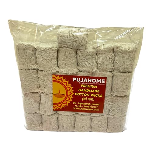 Pujahome Twisted Triple Thread Cotton Wicks | 1.25 Lakh Long Diya Batti for Pooja & Deepak | Long-Burning Wicks for Prayer, Festivals & Temple Use | Quality Handmade Puja Wicks - Image 1