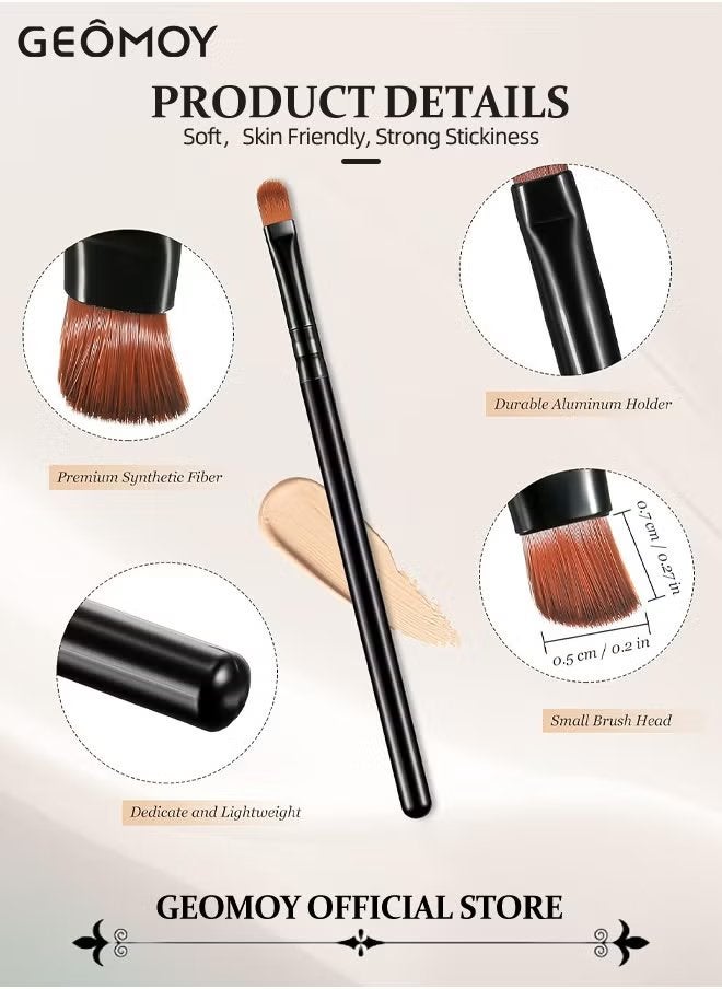 Geomoy Portable 5pcs Makeup Brush Set Face Eyeliner Blush Makeup Brush Set in One Tube To Keep Brush Cleaner with 1pc Heart Shaped Compact Stainless Steel Mirror - Image 3