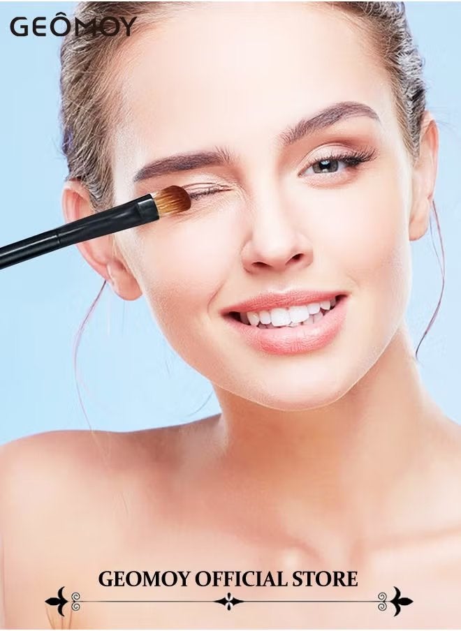 Geomoy Portable 5pcs Makeup Brush Set Face Eyeliner Blush Makeup Brush Set in One Tube To Keep Brush Cleaner with 1pc Heart Shaped Compact Stainless Steel Mirror - Image 5