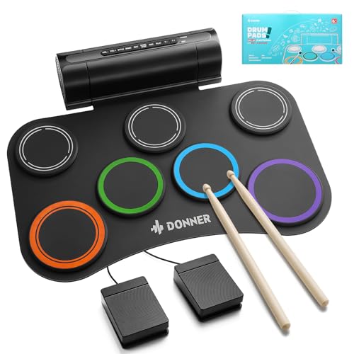 Donner Electric Drum Set Upgrated 7 Pads Electronic Drum Pad Roll Up Quiet Drum Pad Builtin Speaker 40 Lessons Included Kids Holiday Christmas Birthday Gift Instrument ToysDED20R NEW - Image 1