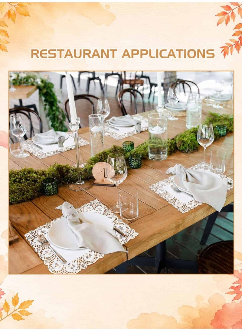 baytella 100PCS Rectangle Paper Doilies, 30×40cm White Lace Placemats, Disposable Greaseproof Paper Mats for Wedding, Birthday, Cakes, Desserts & Table Decoration - Image 3