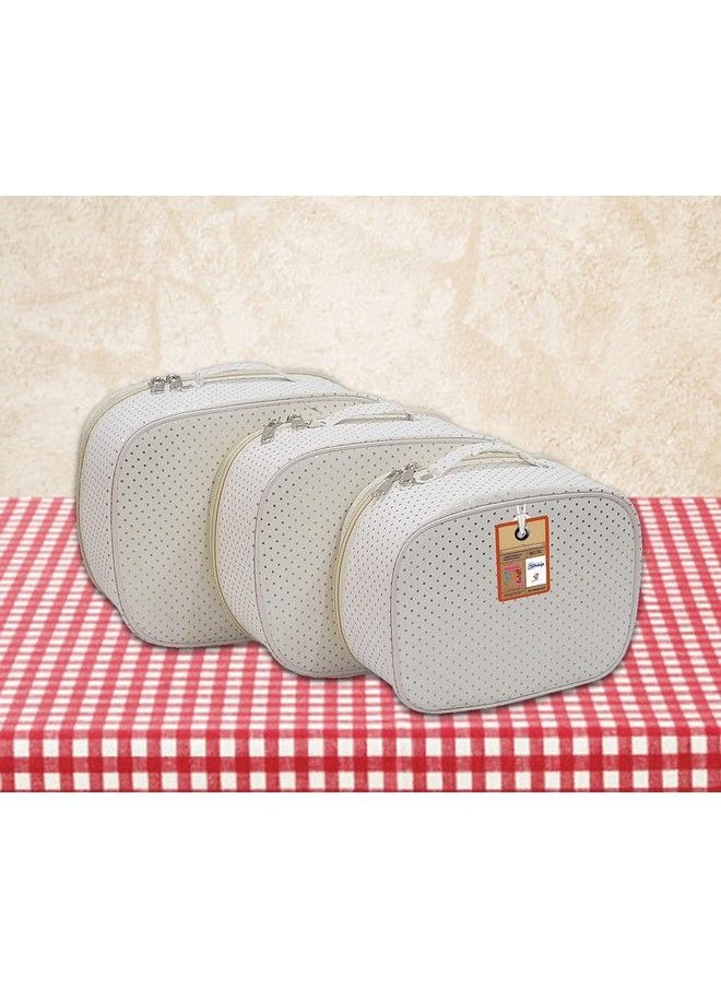 atorakushon - Fabric 18 Cms Makeup Storage Box Shaving Travel Vanity Cosmetic Toiletry Bag Wardrobe Organizer Jewellery Pouch (Cream) - Image 1