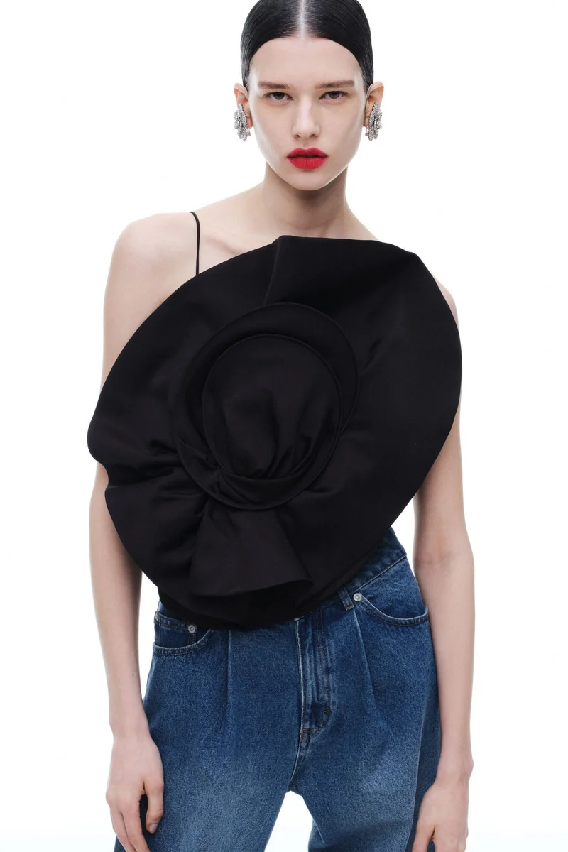 H&M Rose-appliquéd gathered top