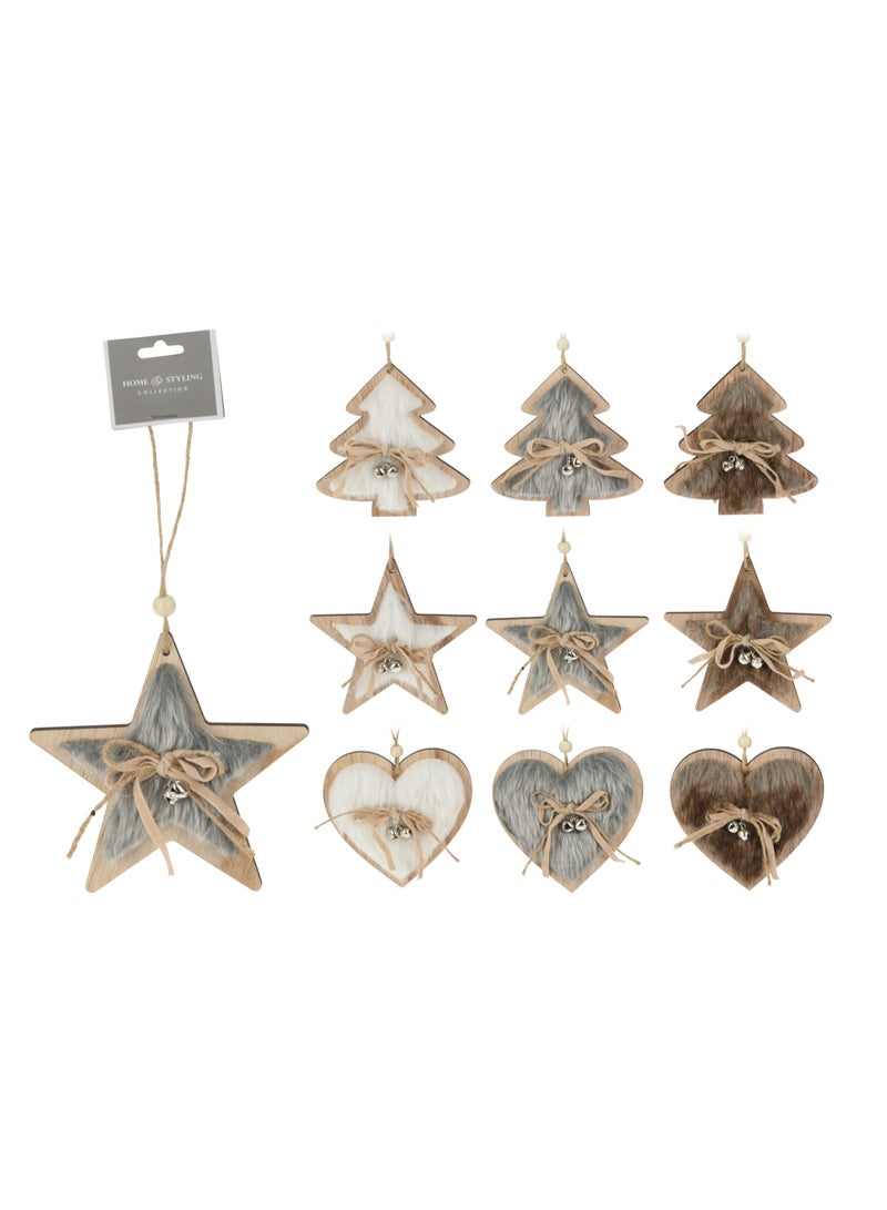 Koopman Homesmiths Christmas Hangdeco Wood 9Cm Aastd  Design - Image 1