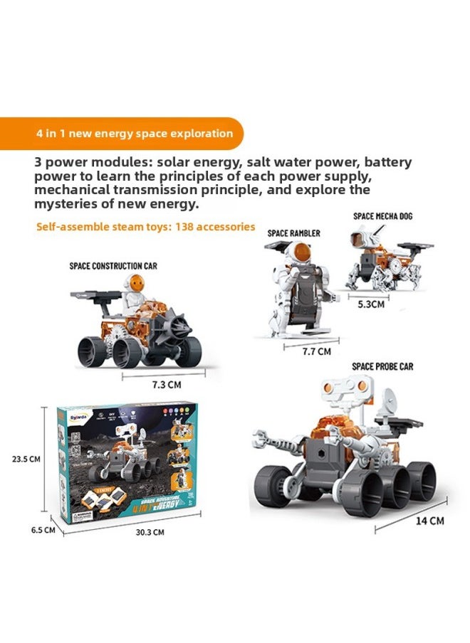 STEAM Assembled Science And Education Solar Toy Engineering Vehicle Salt Water Mechanical Power Student Science And Technology Small Production-Specifications:3 Power Modes [space Walker] [45pcs]