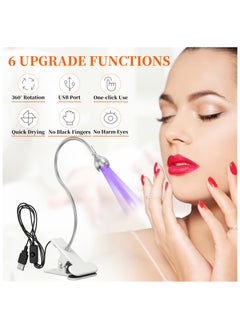 Aiseely UV LED Nail Dryer for Nail Polish, Quick Dry Nail UV Light, Gooseneck Flash Cure Light for Nails Small 3W LED UV Glue Ultraviolet Purple Light for Home DIY& Salon Manicure Decor, White  - Image 2