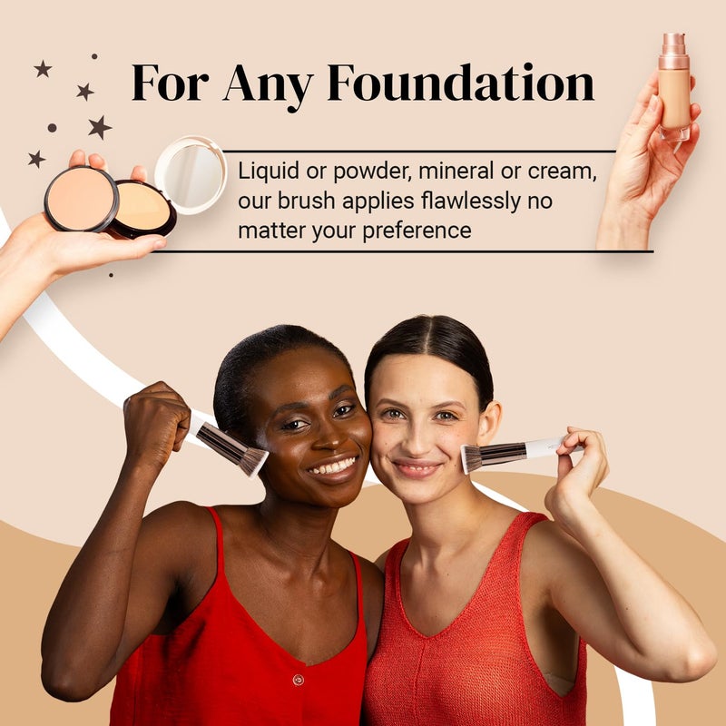 Keshima Foundation Brush Flat Top Kabuki - Premium Foundation Brush for Liquid Makeup, Cream, and Powder - Buffing, Blending, and Face (Regular Size, White) - Image 4