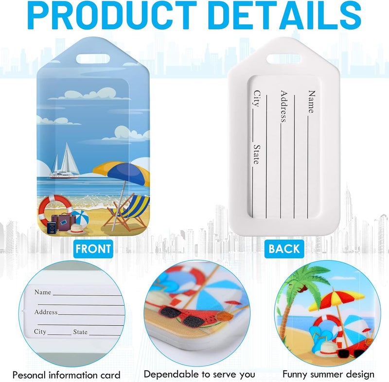 Kajaia 12 Pieces Hello Summer Luggage Tag Summer Beach Bag Tags Travel Suitcase Tags Identifiers Plastic Travel Baggage Tags Suitcase Identifier Labels for Cruise Women Men Traveling Accessories  - Image 3