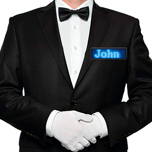Coolbird Blue LED Name Tag, Rechargeable Wireless Bluetooth LED Name Badge Reuseable Price Tag 44x11 Pixels Digital Sign for Restaurant Shop Exhibition Nightclub Hotel - Image 2