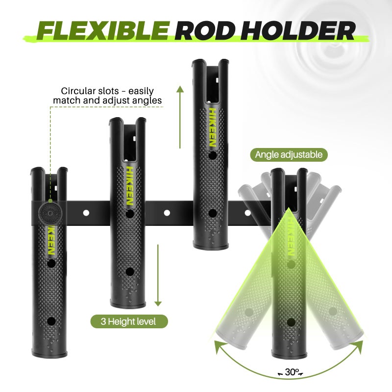 Hikeen Adjustable Fishing Rod Holder, 4 Tube Fishing Pole Holders Wall-Mounted Rod Rack for Boat Kayak Golf Cart Garage Crate Cooler Wagon RV - Image 2