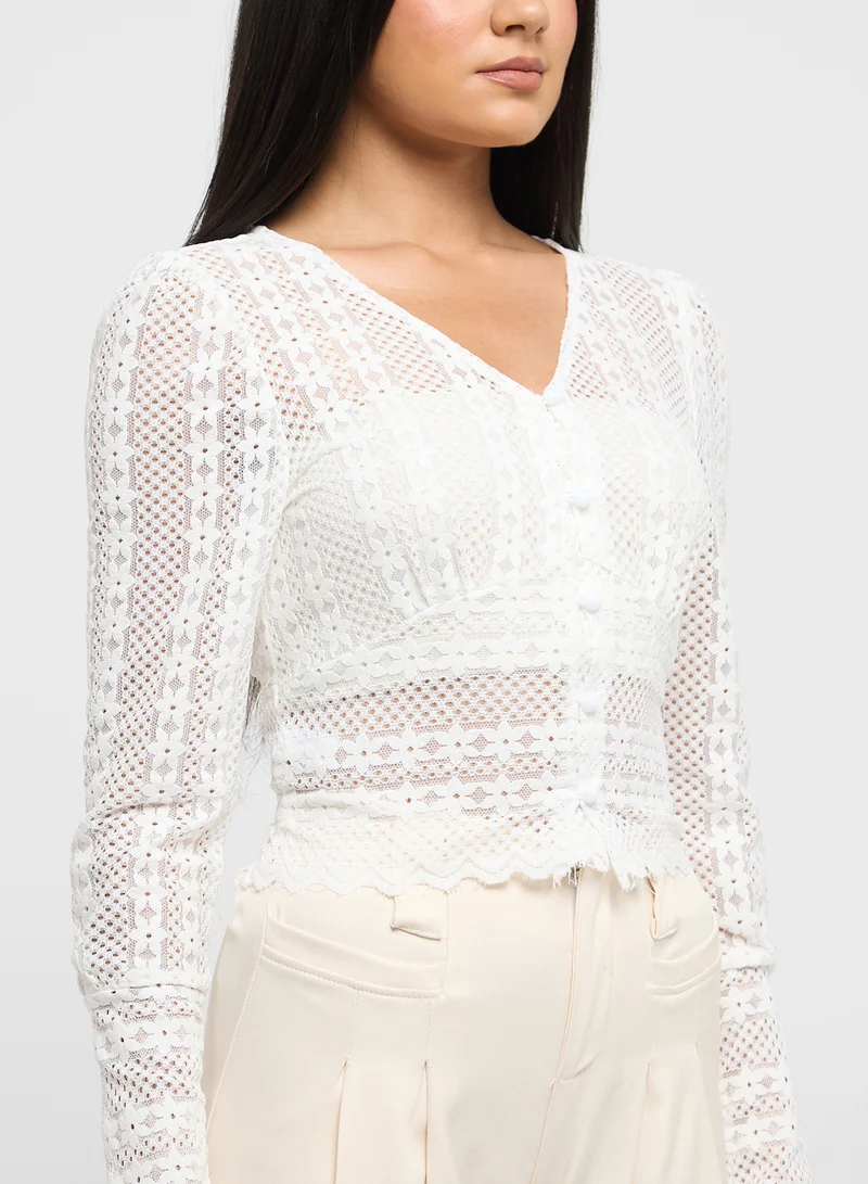 ايلا Sheer Button Down Top