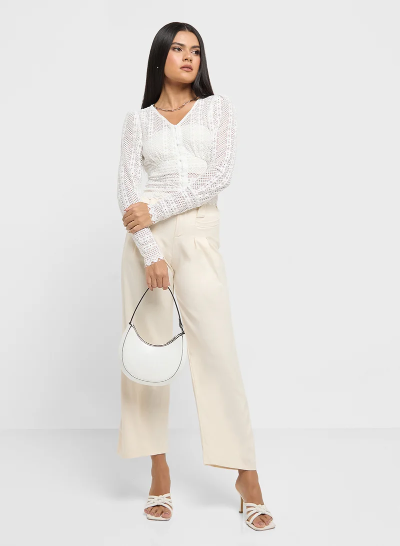 ايلا Sheer Button Down Top