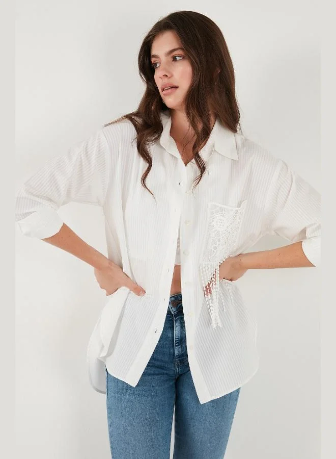 Lela Lela Regular Fit Laced Pocket Detailed Long Sleeve Shirt Women's SHIRT 6773215