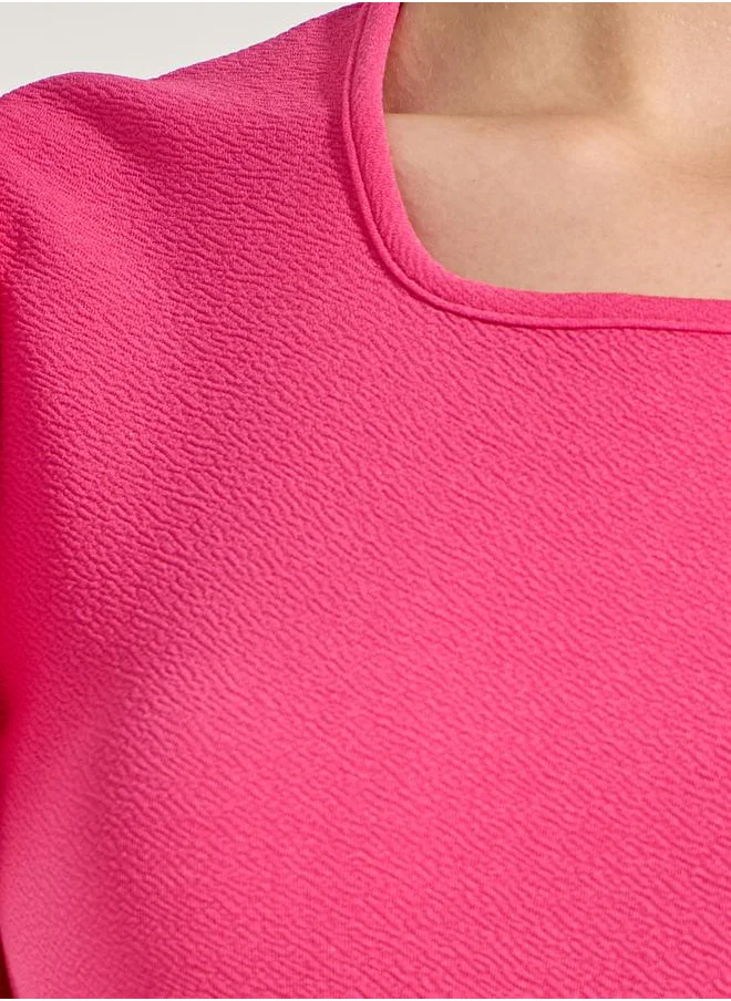 تايك تو Textured Frill Sleeve Fitted Bodysuit