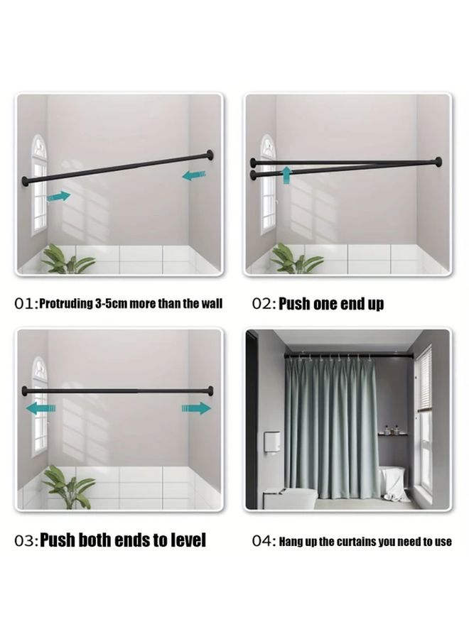 Adjustable Tension Curtain Rod 70 120cm Black Rustproof Spring Rod Non Drill - Image 4