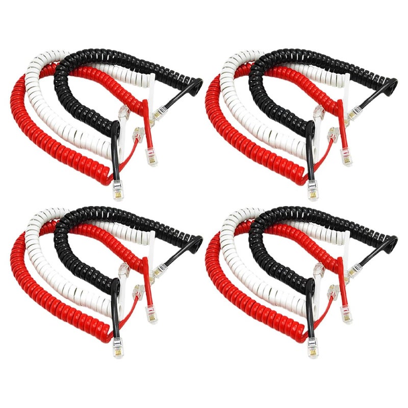 SEWACC 12pcs Coiled Telephone Receiver Cord 2m Phone Cable for Landline Phones Office Cord Extension with Black White Red Colors - Image 1
