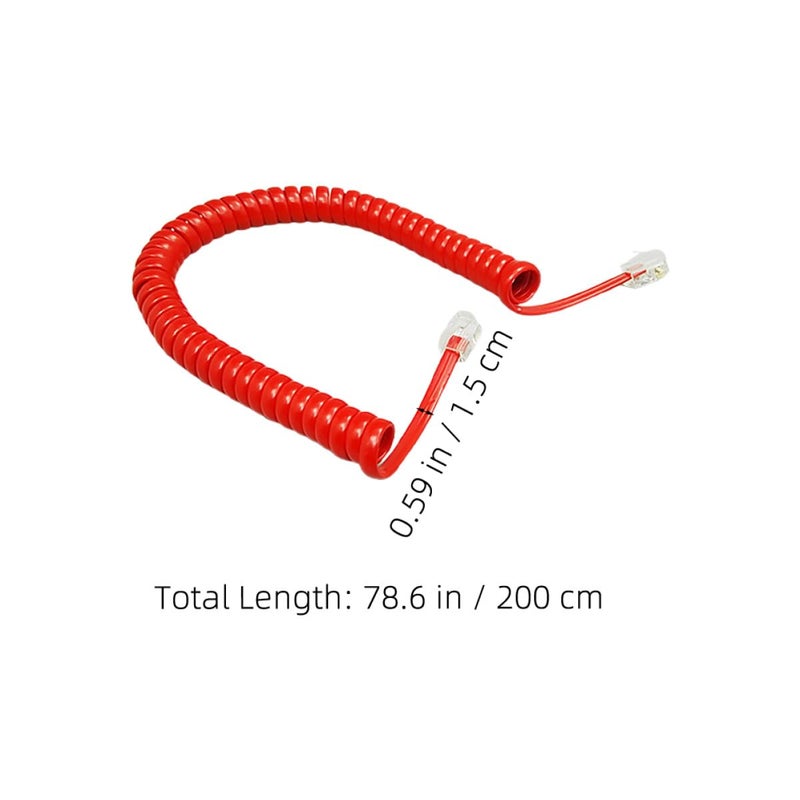SEWACC 12pcs Coiled Telephone Receiver Cord 2m Phone Cable for Landline Phones Office Cord Extension with Black White Red Colors - Image 2