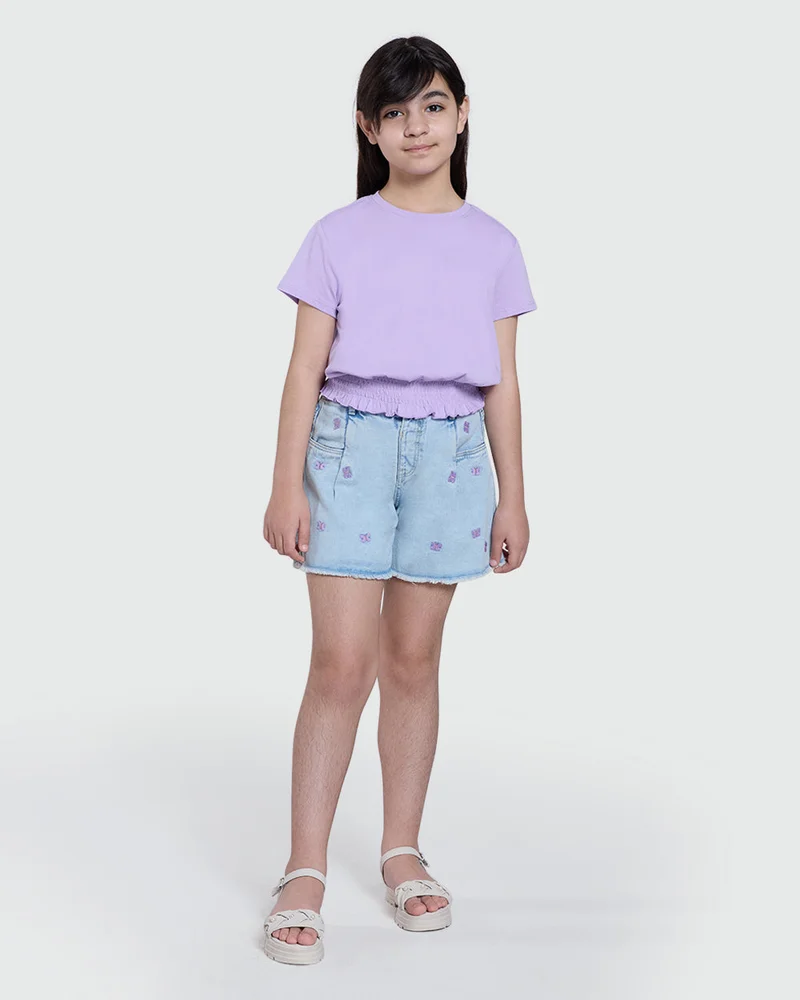 او في اس Light Blue Denim Shorts – Girls