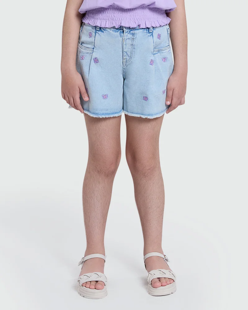 او في اس Light Blue Denim Shorts – Girls