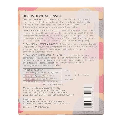 Mantra Herbal De-Tan Facial Kit (38ml, De-Tan) For Tan Removal | Hydrates, Helps Removes Dark Spots, Pigmentation, Pores, Blackheads & Whiteheads - Image 3