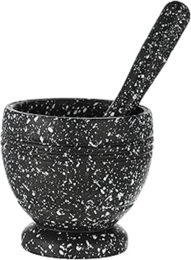 Granite pestle and mortar set - black and white