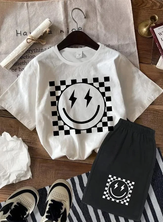 تايك تو Take Two Boys Emoji Lightning Bolt T-Shirt and Shorts Set