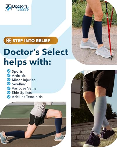 Doctor's Select 2 Pairs Copper Calf Compression Sleeve - Compression Calf Sleeves for Men, Compression Socks for Running, Shin Splints, Gray and Navy - Image 4
