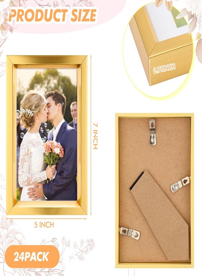 Leinuosen 24 Pcs Colorful Picture Frame Modern Rainbow Photo Frame Multi Colored Small Wall and Tabletop Picture Frames for Wedding Home Office Horizontal Vertical Display, 12 Colors (5 x 7 Inch) - Image 3