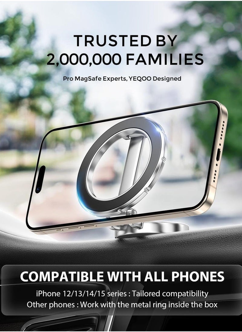 JAJEEK "New MagSafe Car Mount – 360° Rotation with Strong Magnet, Hands-Free Phone Holder for iPhone 15, 14, 13, 12 Pro Max, Plus, Mini, and MagSafe Cases (Silver)" - Image 5