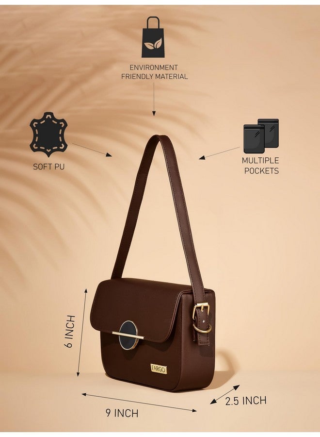 Fargo PU Women's Sling Bag Cross-Body Handbag For Girls (Brown) - Image 4