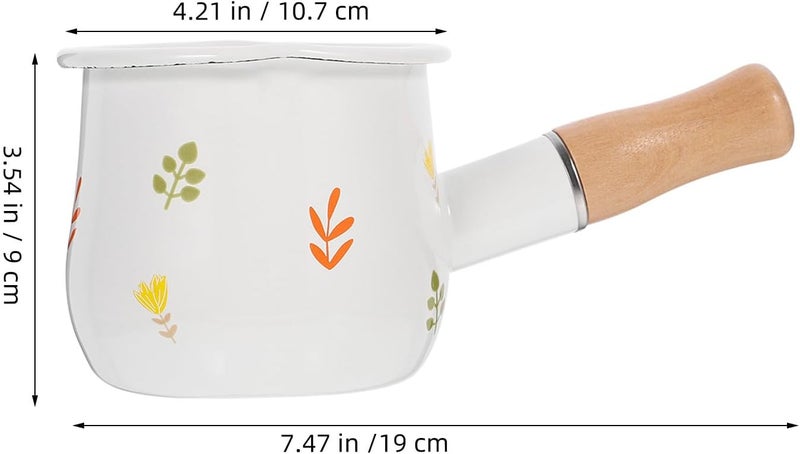 Veemoon Mini Enamel Milk Pan Small Saucepan with Handle Non-stick Heat-resistant Cooking Pot for Milk Heating and Sauce Making in Home Kitchen - Image 2