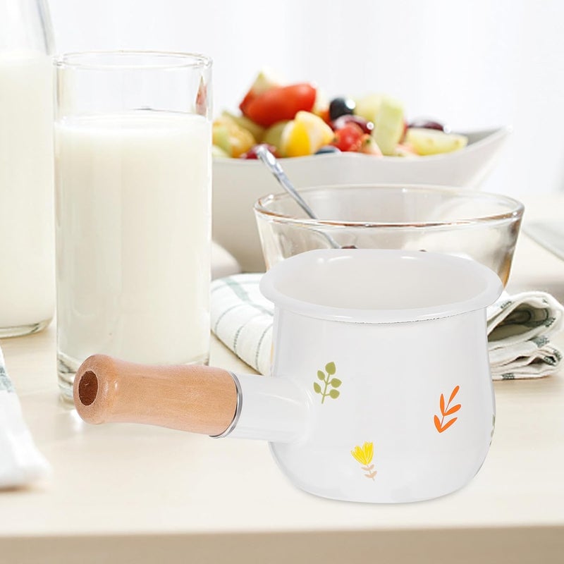 Veemoon Mini Enamel Milk Pan Small Saucepan with Handle Non-stick Heat-resistant Cooking Pot for Milk Heating and Sauce Making in Home Kitchen - Image 5