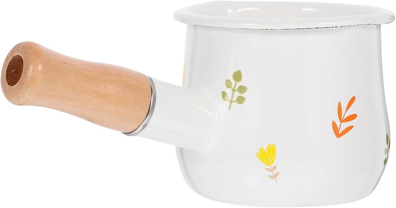 Veemoon Mini Enamel Milk Pan Small Saucepan with Handle Non-stick Heat-resistant Cooking Pot for Milk Heating and Sauce Making in Home Kitchen - Image 1