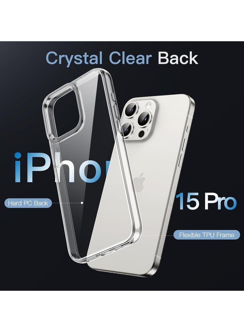 Mismo Clear Shockproof Case for iPhone 15 Pro – Ultra Thin Transparent TPU Cover, Anti-Scratch & Anti-Yellowing Crystal Clear Protective Bumper Case - Clear - Image 5