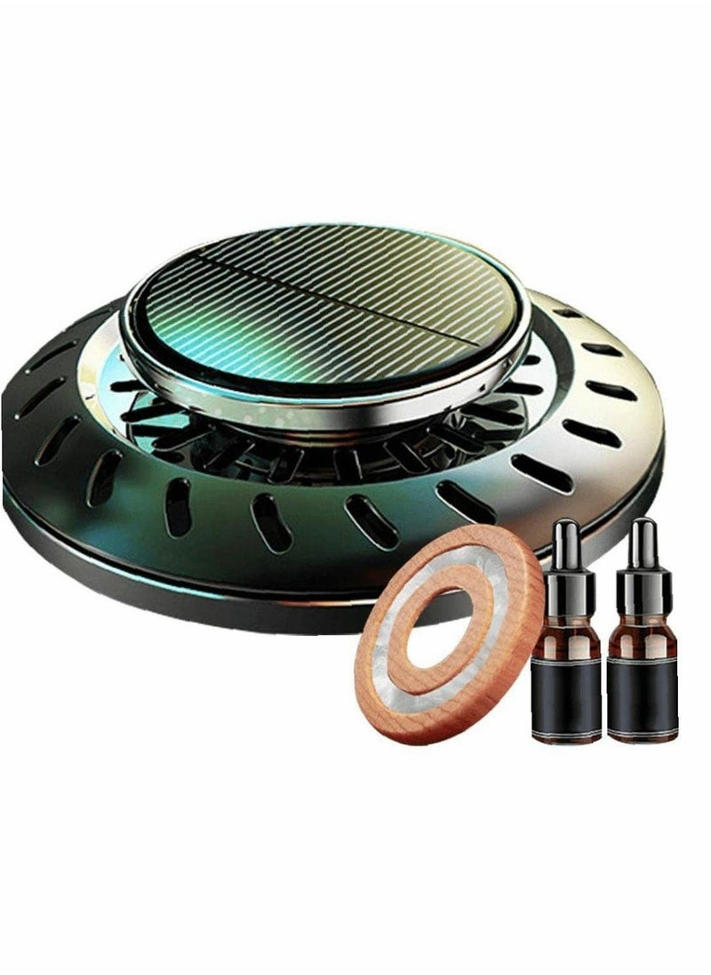 SYOSI Car Air Fresheners, Solar Car Aroma Diffuser Car Interior Accessories, Solar Rotating Cologne Aromatherapy Essential Oil Diffuser Fragrance (Black) - Image 1