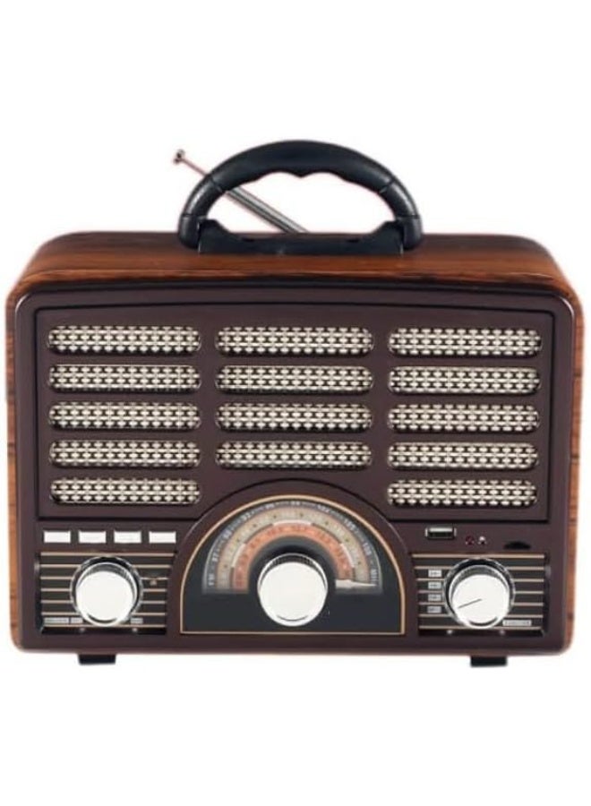 مكبر صوت راديو FM، بلوتوث، منفذ USB، فتحة بطاقة TF، مع جهاز تحكم عن بعد، تصميم خشبي كلاسيكي - Image 2