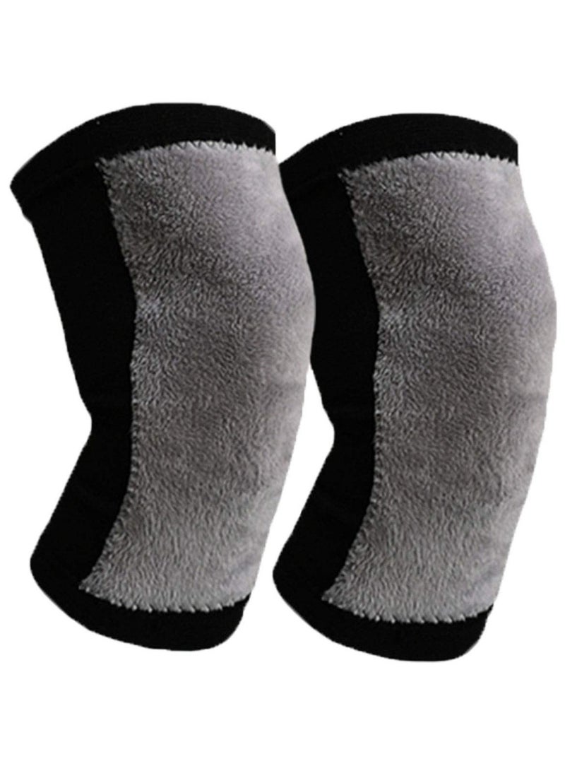 VIUAUAX زوج واحد من واقيات الركبة الشتوية للرجال والنساء، واقيات ركبة شتوية دافئة من الصوف والكشمير، واقيات ركبة سميكة، جوارب شتوية دافئة، مناسبة لركوب الدراجات والتزلج والجري، واقيات ركبة للتزلج وركوب الدراجات، واقيات ركبة لآلام المفاصل والتهاب المفاصل. - Image 1