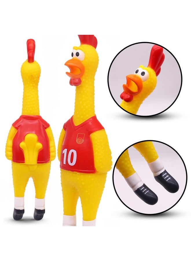 POPLAY 14inch Rubber Chicken Grade Latex Squeeze Chicken Prank Novelty Pet Toys for All Age Groups Gift for Children Family Dogs - Image 3