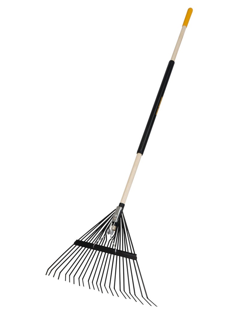 True Temper Steel Tine Leaf Rake with Hardwood/Steel Handle for Lawns, Gardening, and Dethatching, 22 Tines, Black - Image 1